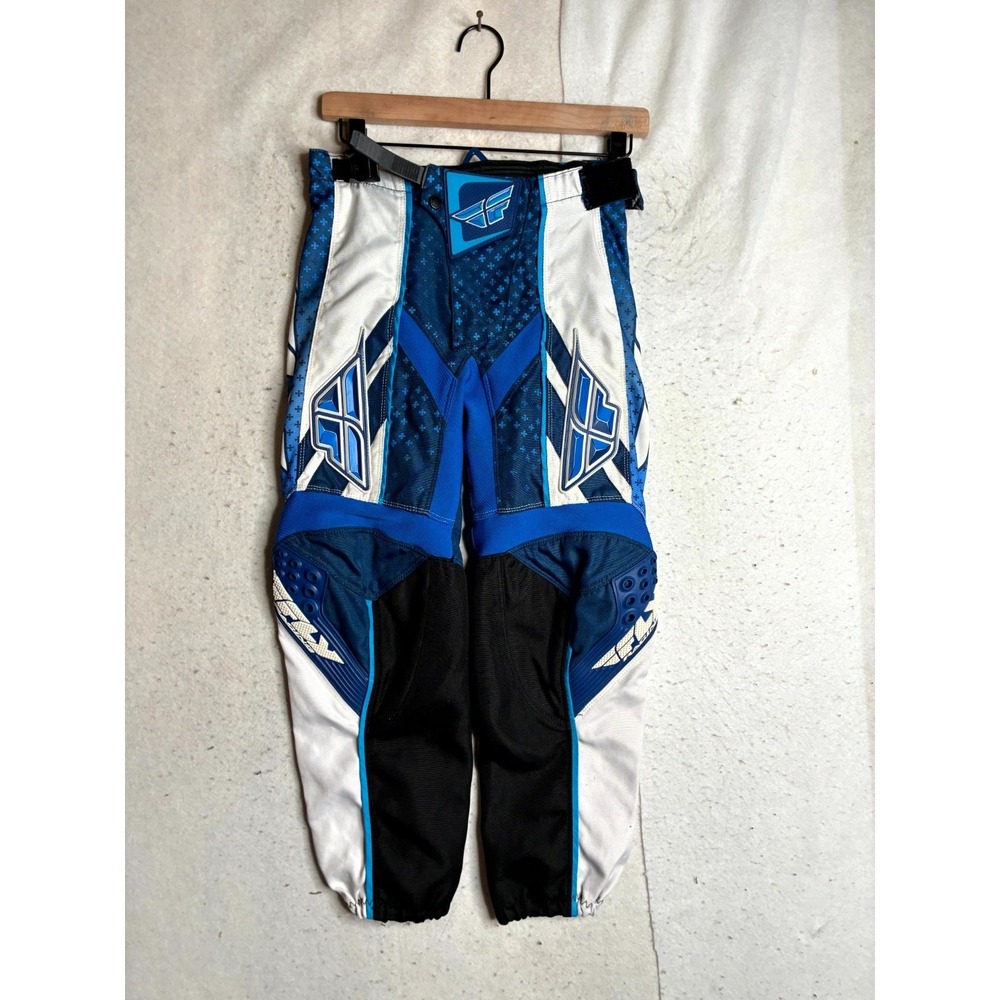 Fly Racing F-16 Off Roading Motocross Pants Womens 28 Blue White Buckle Waisted